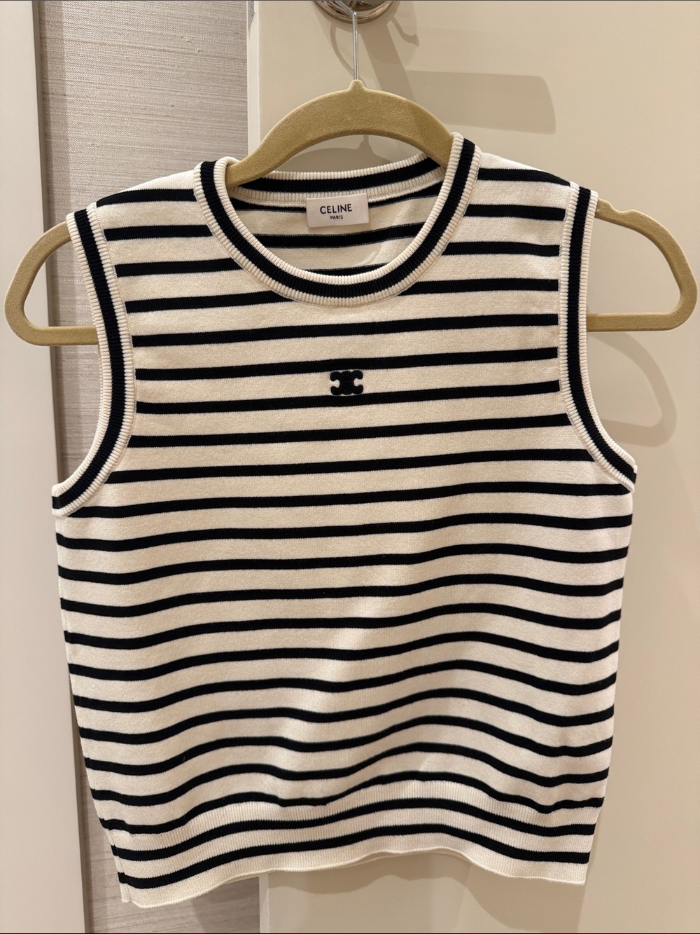 Celine TRIOMPHE SLEEEVESS MARINIÈRE SWEATER IN WOOL